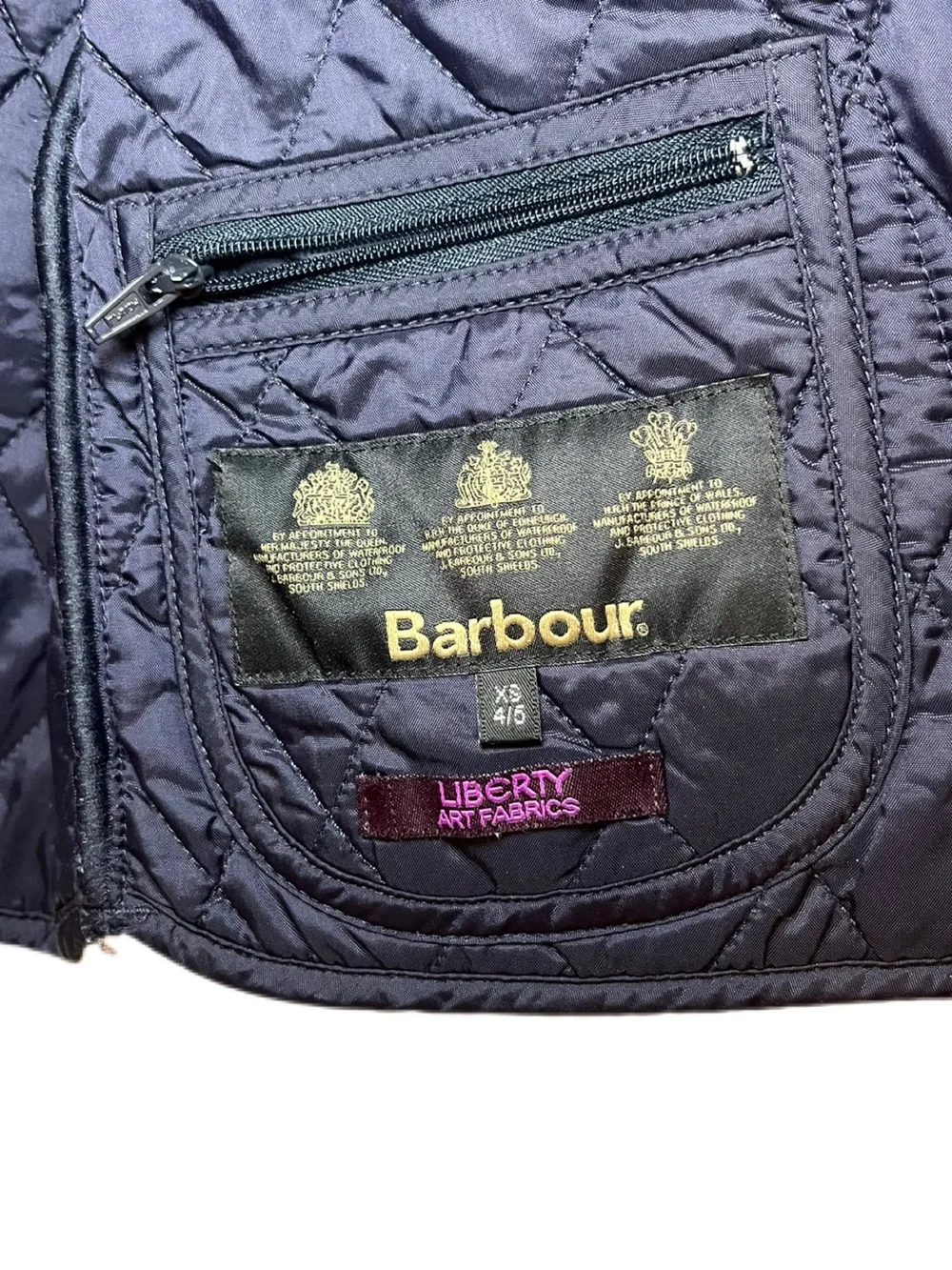 Barbour Girls XS 4-5 Navy Shaped Liddesdale Quilted Jacket with Liberty Lining